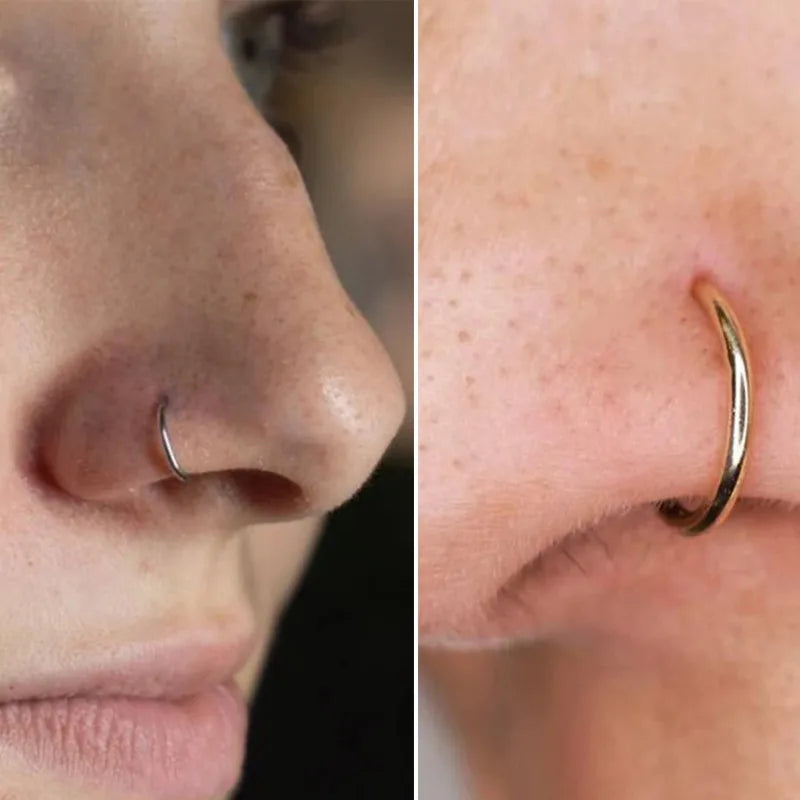 Punk Nasenring aus hypoallergenem Edelstahl – D-förmiger Nasenclip für Damen und Herren, trendiger und komfortabler Körperschmuck mit anpassbarem Design