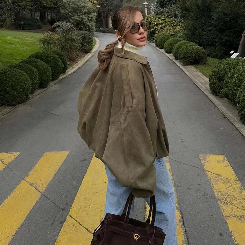 2025 Women's Bomber Jacket Oversize – Padded College Jacket with Zipper | Trendy Winter Jacket Streetwear Plus Size