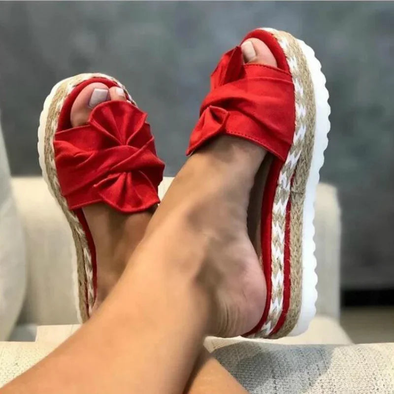 Moderne Damen-Sandalen 2025 – Stilvolle Plateauschuhe mit Schleife