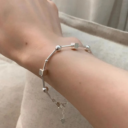 925 Sterling Silber Perlen Bambus Knoten Armband für Frauen Mädchen Einfacher Koreanischer Schmuck Geburtstagsgeschenk