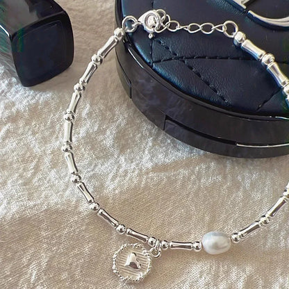 925 Sterling Silber Perlen Bambus Knoten Armband für Frauen Mädchen Einfacher Koreanischer Schmuck Geburtstagsgeschenk