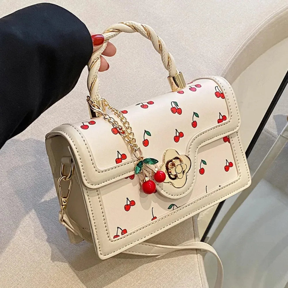 Exquisite Umhängetasche mit Kirschen – Vielseitige kleine Tasche für Frauen