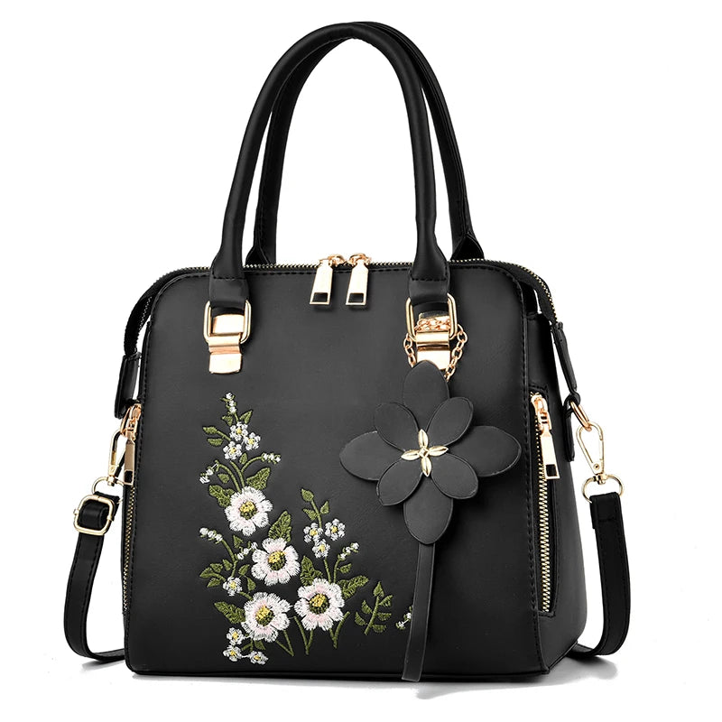 Damen Umhängetasche mit Blumendetail – Trendige Handtasche für Arbeit & Alltag - Darcy