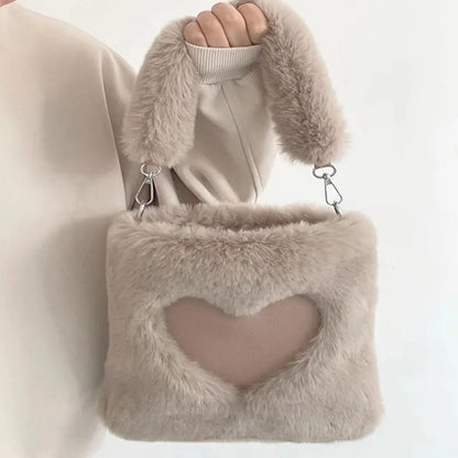 Flauschige Kunstfell-Tasche – Stylische Damen-Schultertasche mit großer Kapazität