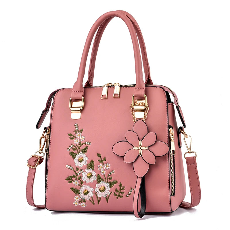 Damen Umhängetasche mit Blumendetail – Trendige Handtasche für Arbeit & Alltag - Darcy