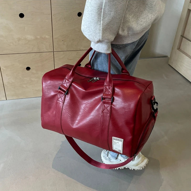 Elegante PU-Leder-Sporttasche – Reisetasche und Wochenendtasche für Damen