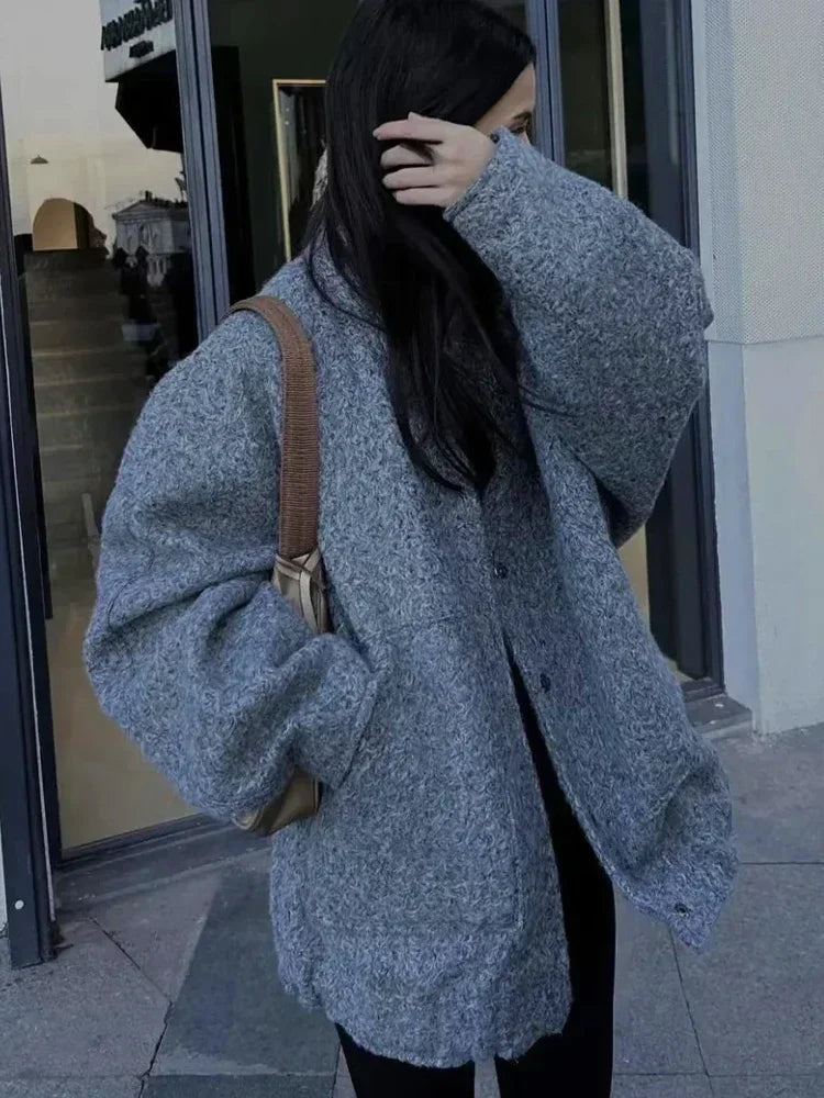 Oversize bomber jacket with buttons