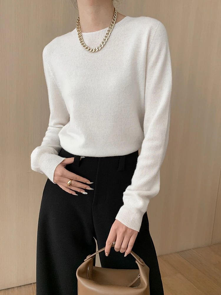 Basic Strickpullover mit Rundhals – Vielseitiger Alltagsbegleiter für Damen - Tini