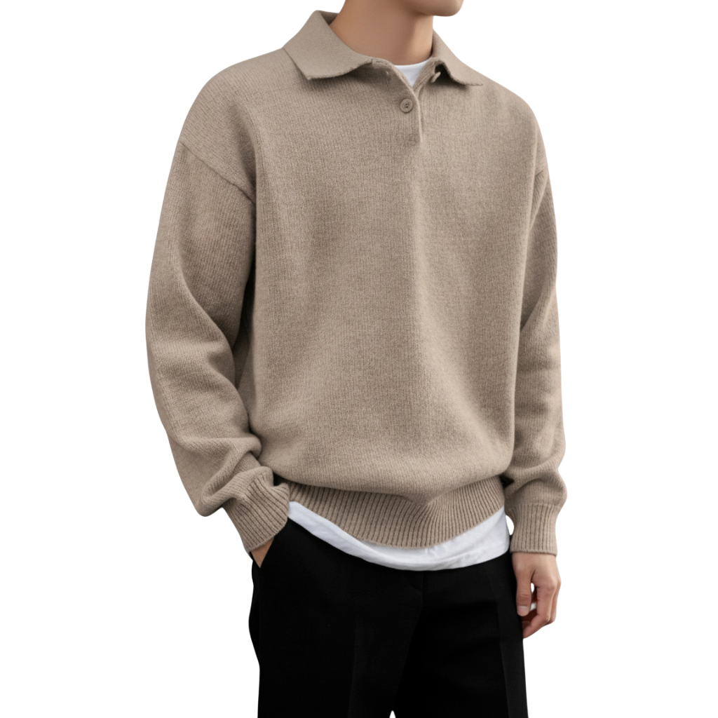 Herren Feinstrick-Pullover mit Polokragen – Smart & Elegant