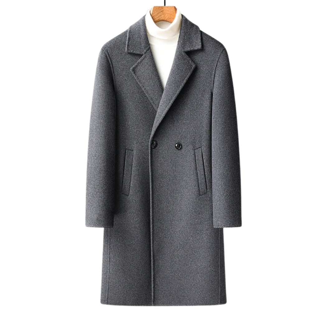 Eleganter Herren-Wintermantel mit Strukturdesign – Warm & Stilvoll für Formelle Anlässe