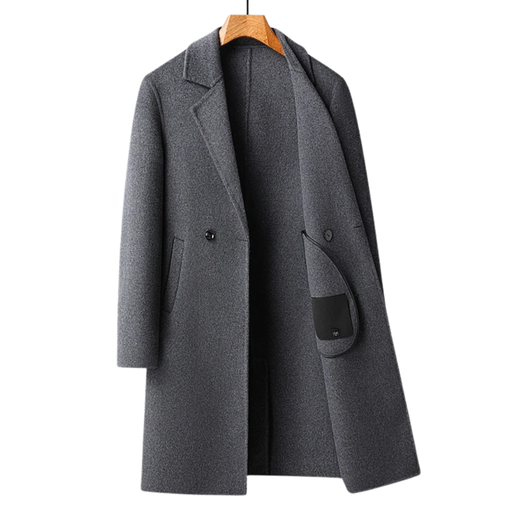 Eleganter Herren-Wintermantel mit Strukturdesign – Warm & Stilvoll für Formelle Anlässe