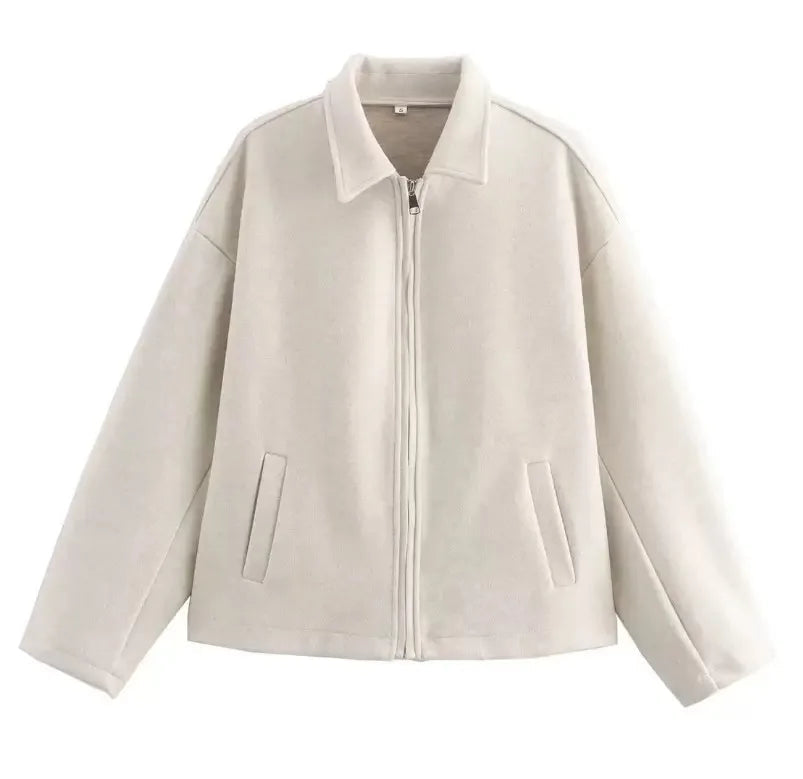 Women's wool jacket with zipper – versatile autumn fashion