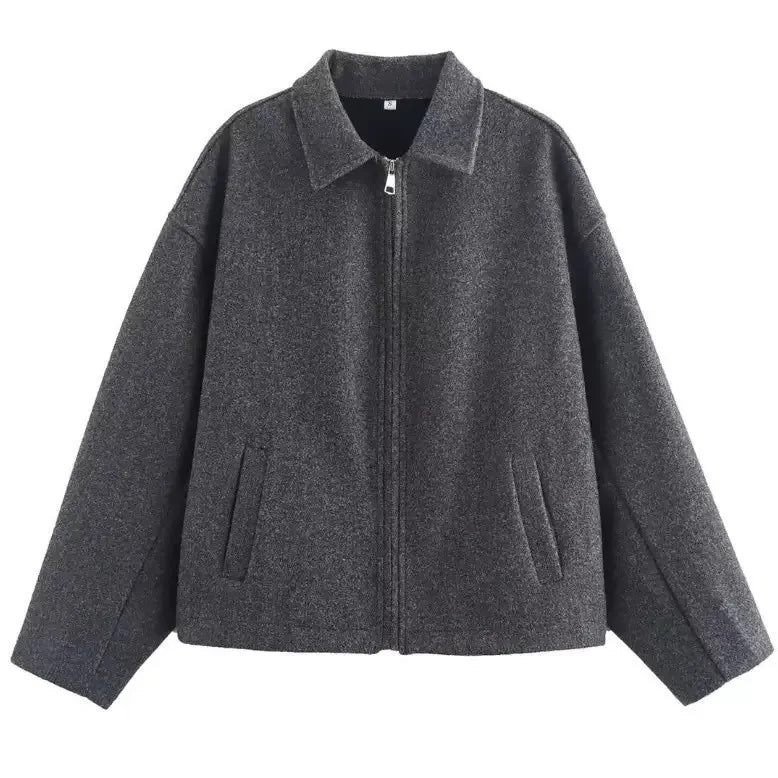 Women's wool jacket with zipper – versatile autumn fashion
