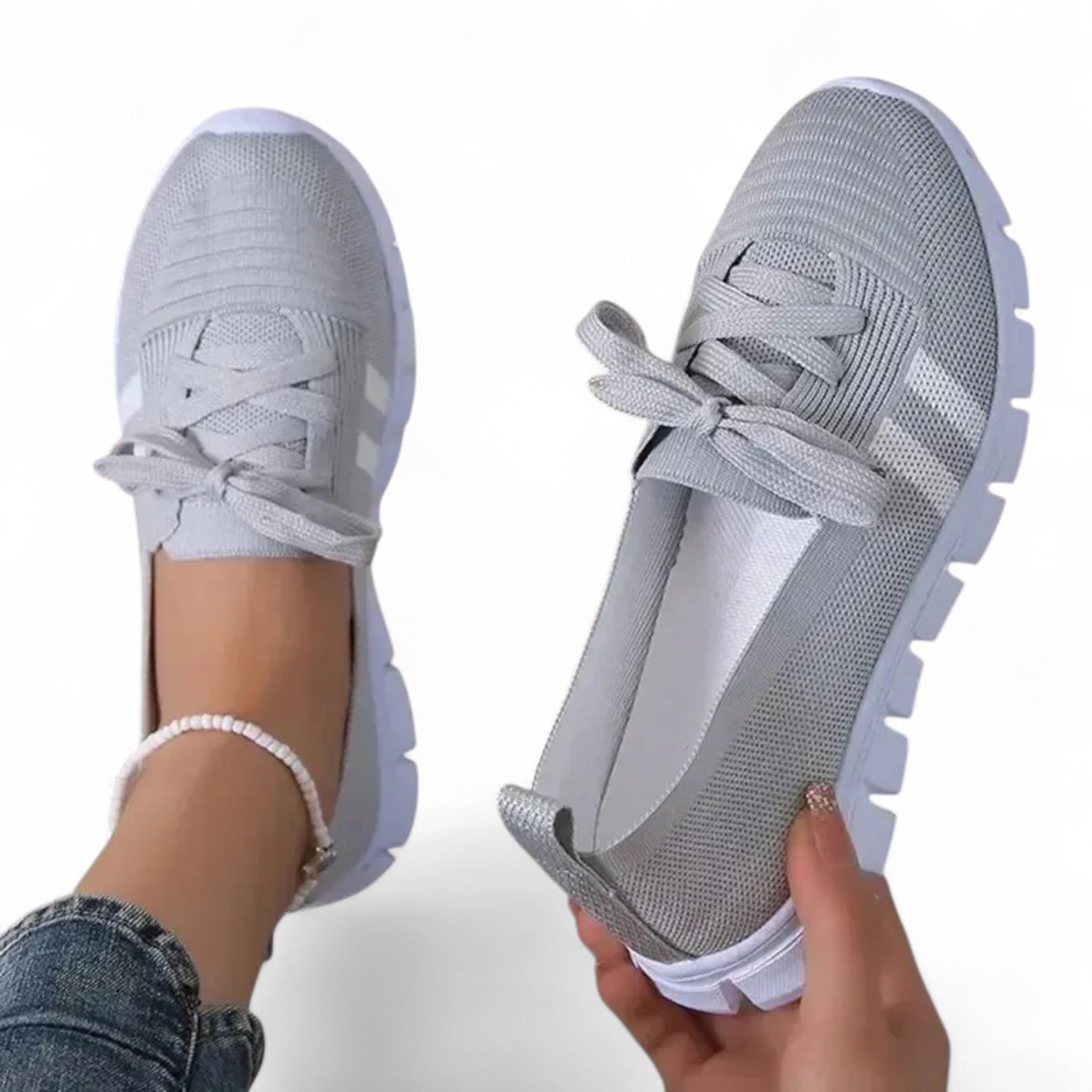 Atmungsaktive lila Strick - Sportschuhe für Damen – Komfort & Stil - Reminora