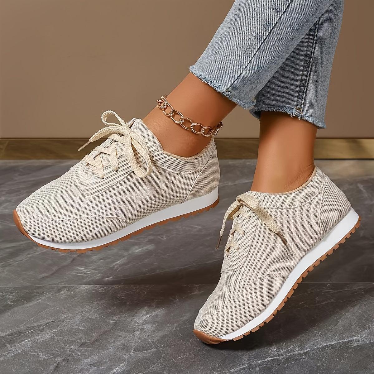 Beige Sneakers im Leinen - Look für Damen – Stilvoll und Bequem - Reminora
