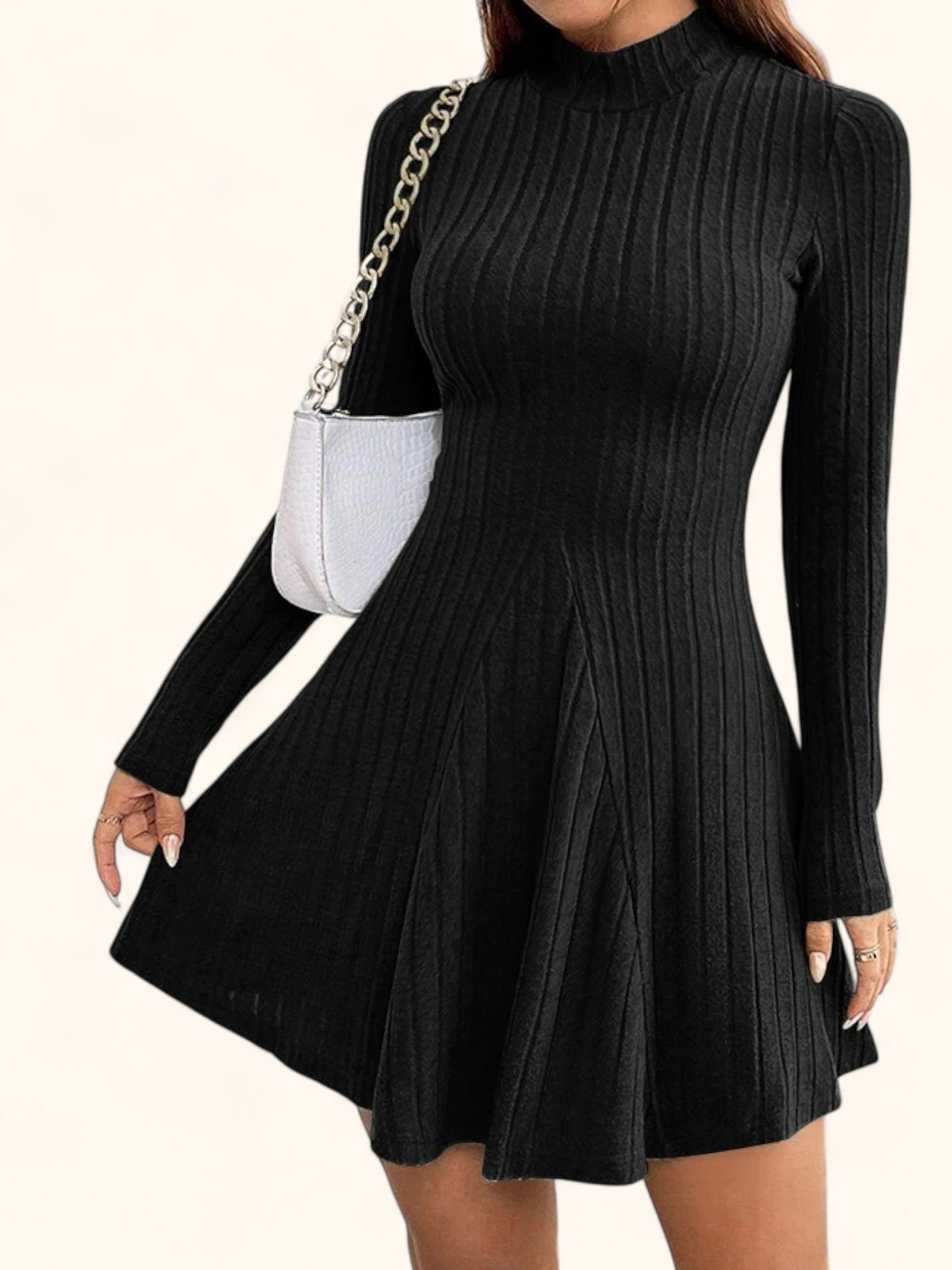 Einfarbiges A-Linien Kleid für Damen: Herbst-Winter Chic