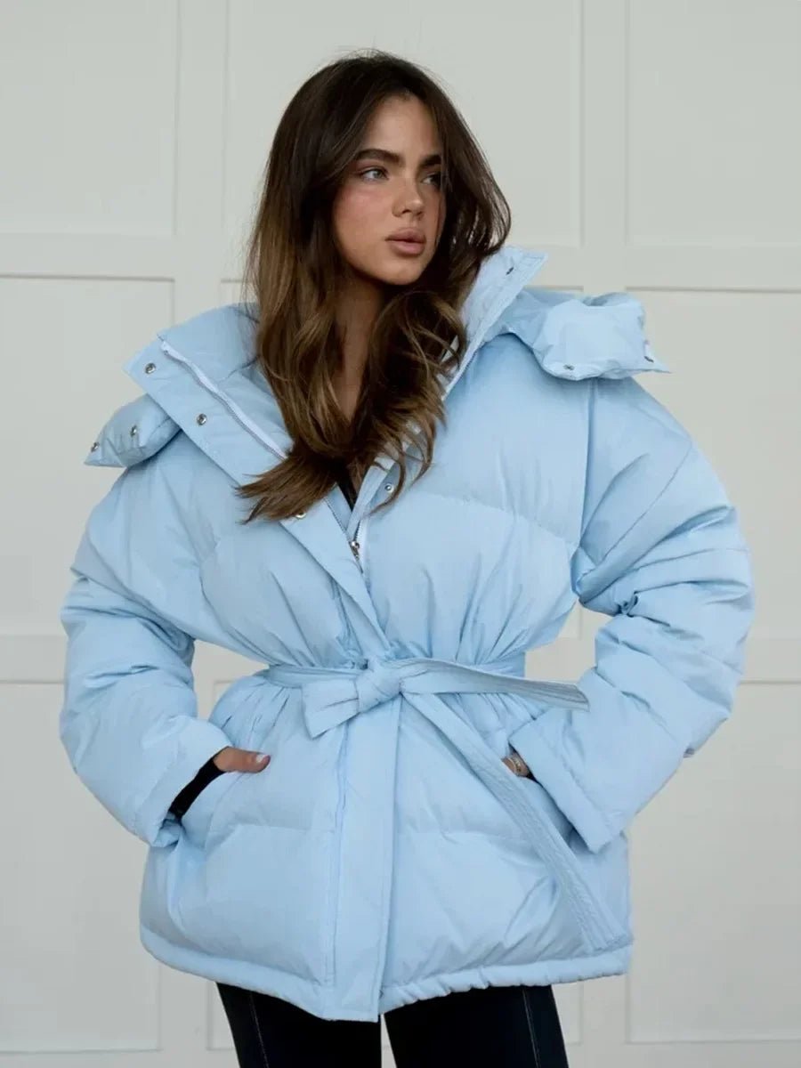 Damen Verdickte Baumwolljacke mit Gürtel – Warme Winterjacke für Herbst & Winter - Ida - Reminora