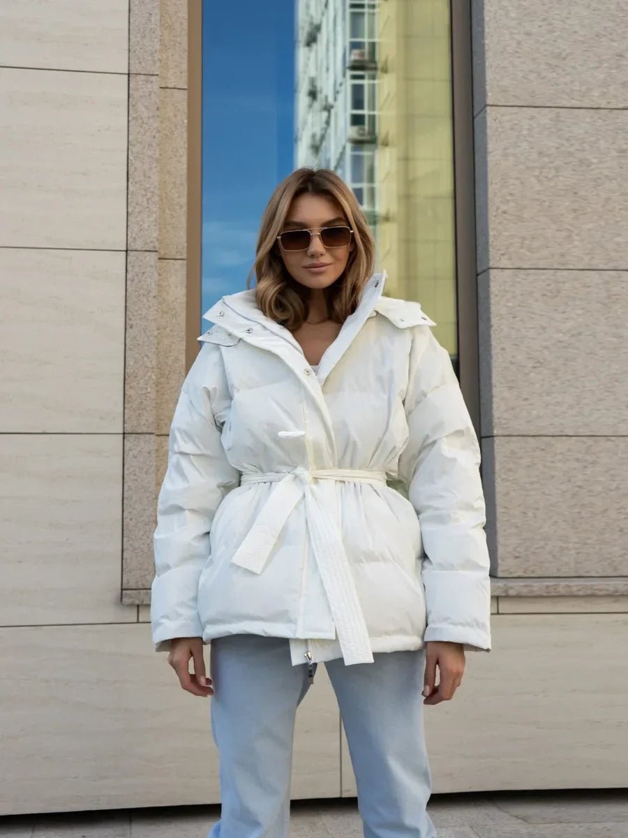 Damen Verdickte Baumwolljacke mit Gürtel – Warme Winterjacke für Herbst & Winter - Ida - Reminora