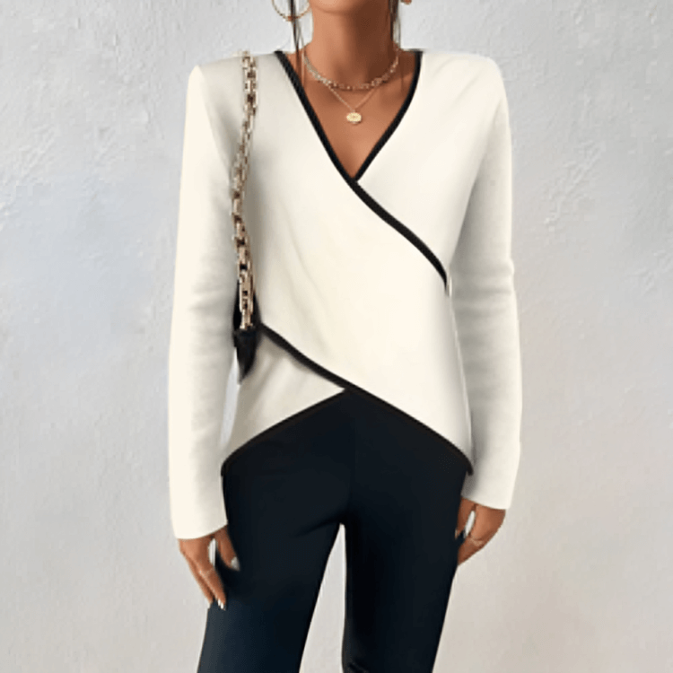 Elegant wrap sweater with V-neck for women