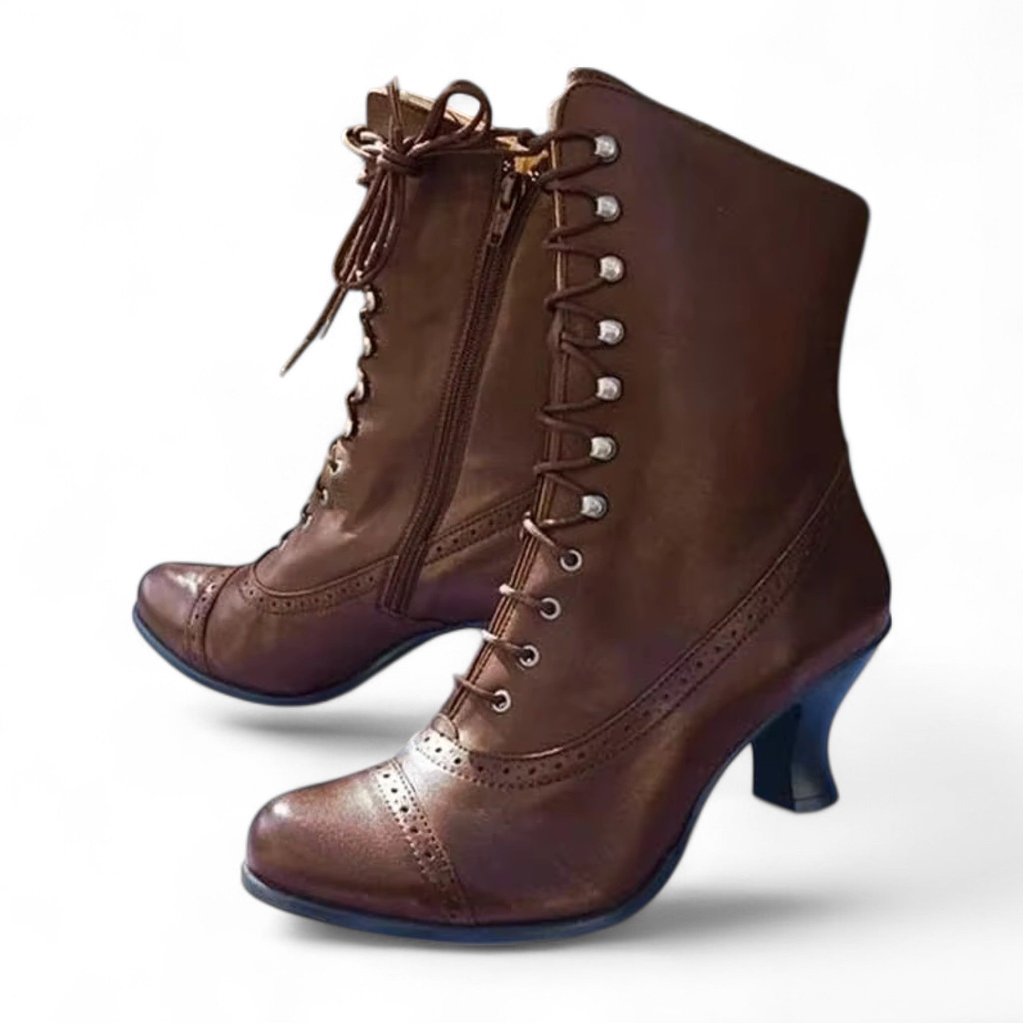 Elegante Stiefel in Lederoptik im Boho - Stil mit praktischer Schnürung - Reminora