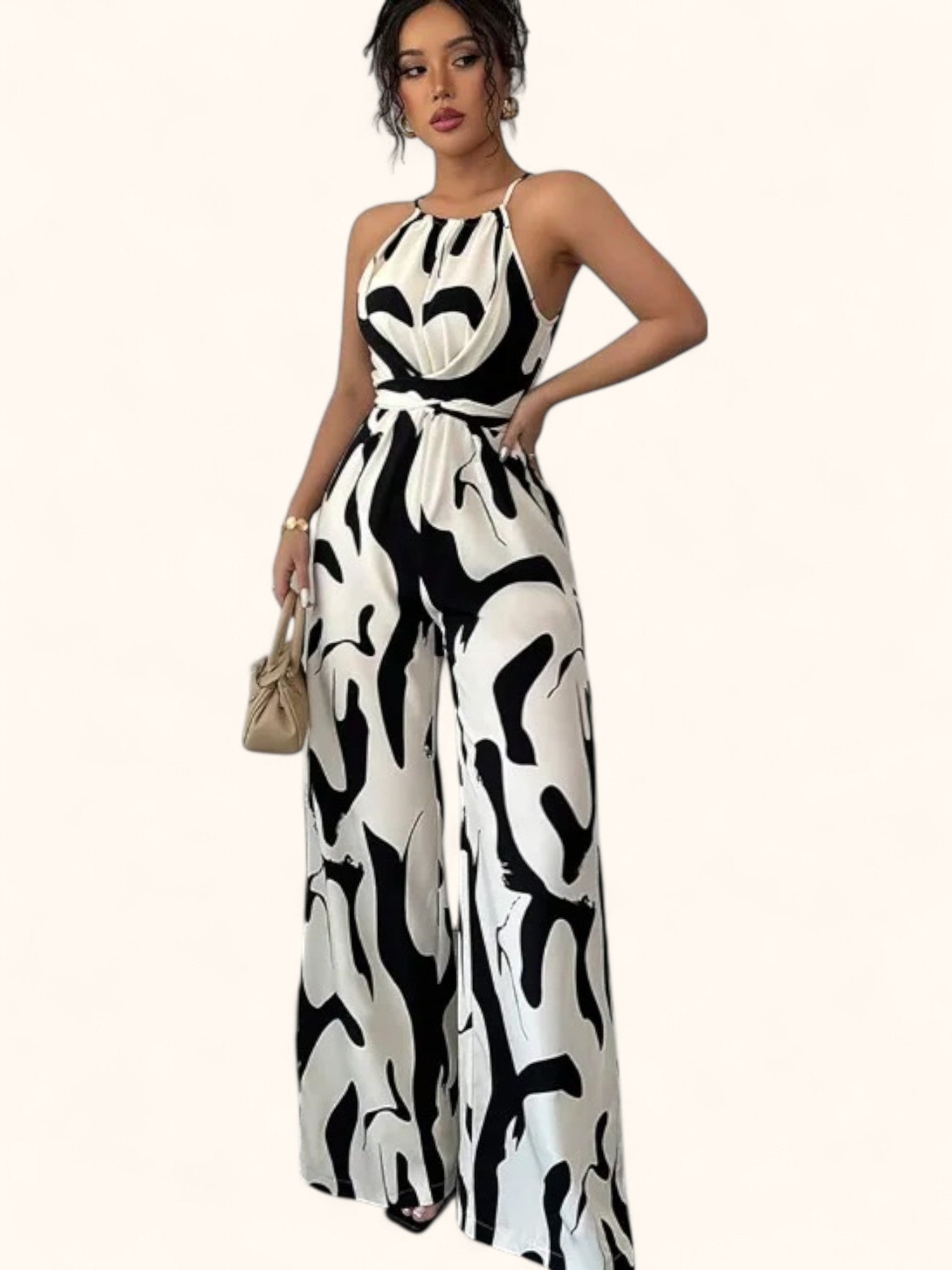 Ärmelloser Neckholder Jumpsuit mit weitem Bein – Eleganz pur