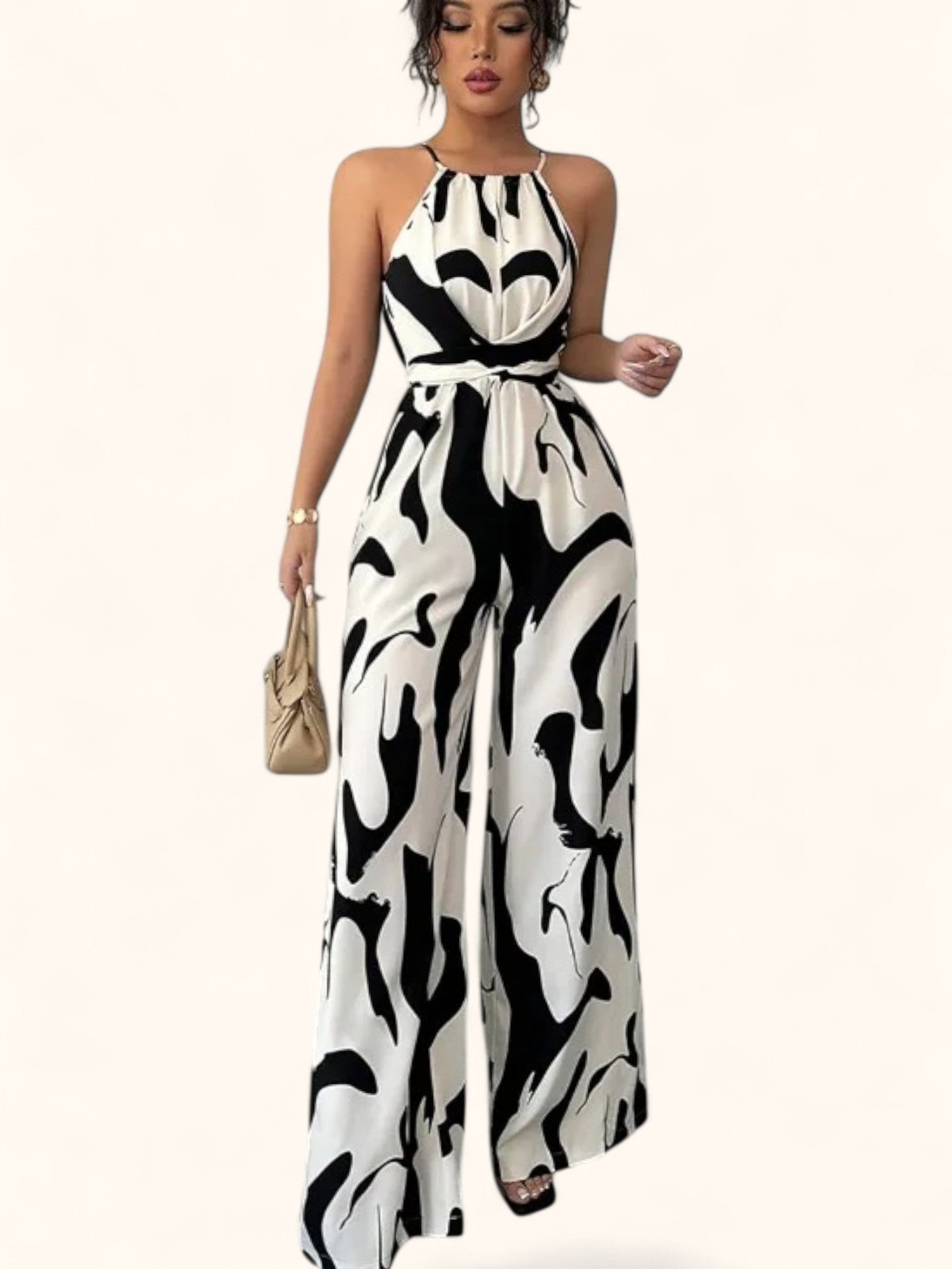 Ärmelloser Neckholder Jumpsuit mit weitem Bein – Eleganz pur