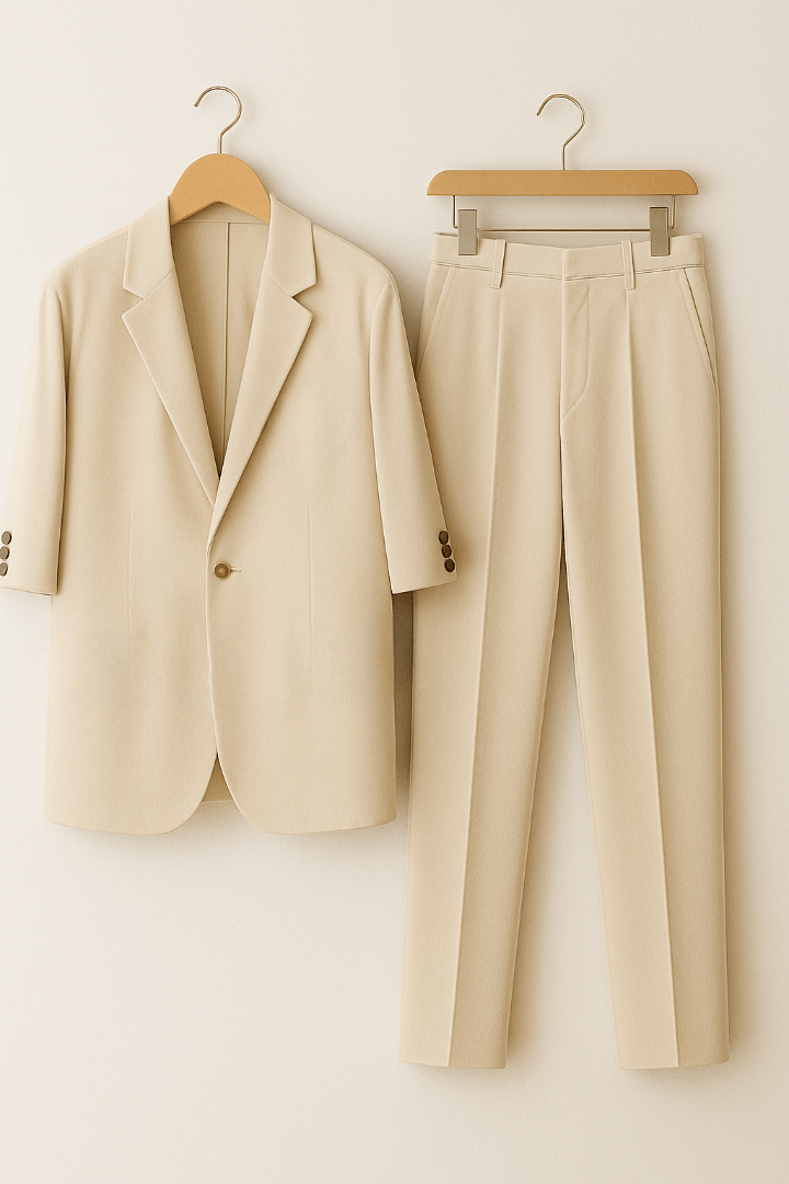 Elegantes Kurzarm-Sakko & Anzughose Set für Herren