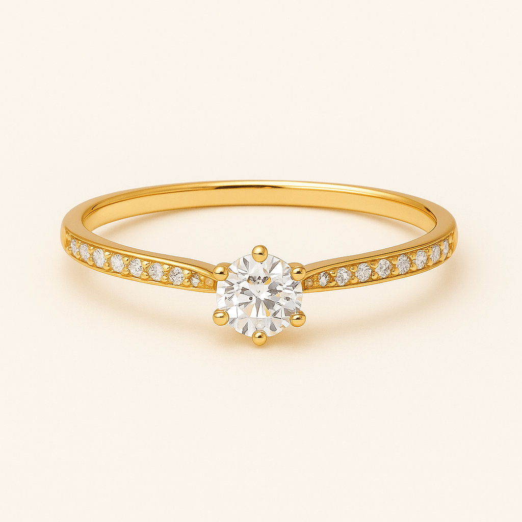 Raffinierter 14K Goldring mit Funkelndem Zirkon, Vergoldet mit 925 Sterlingsilber für die Elegante Frau - Reminora