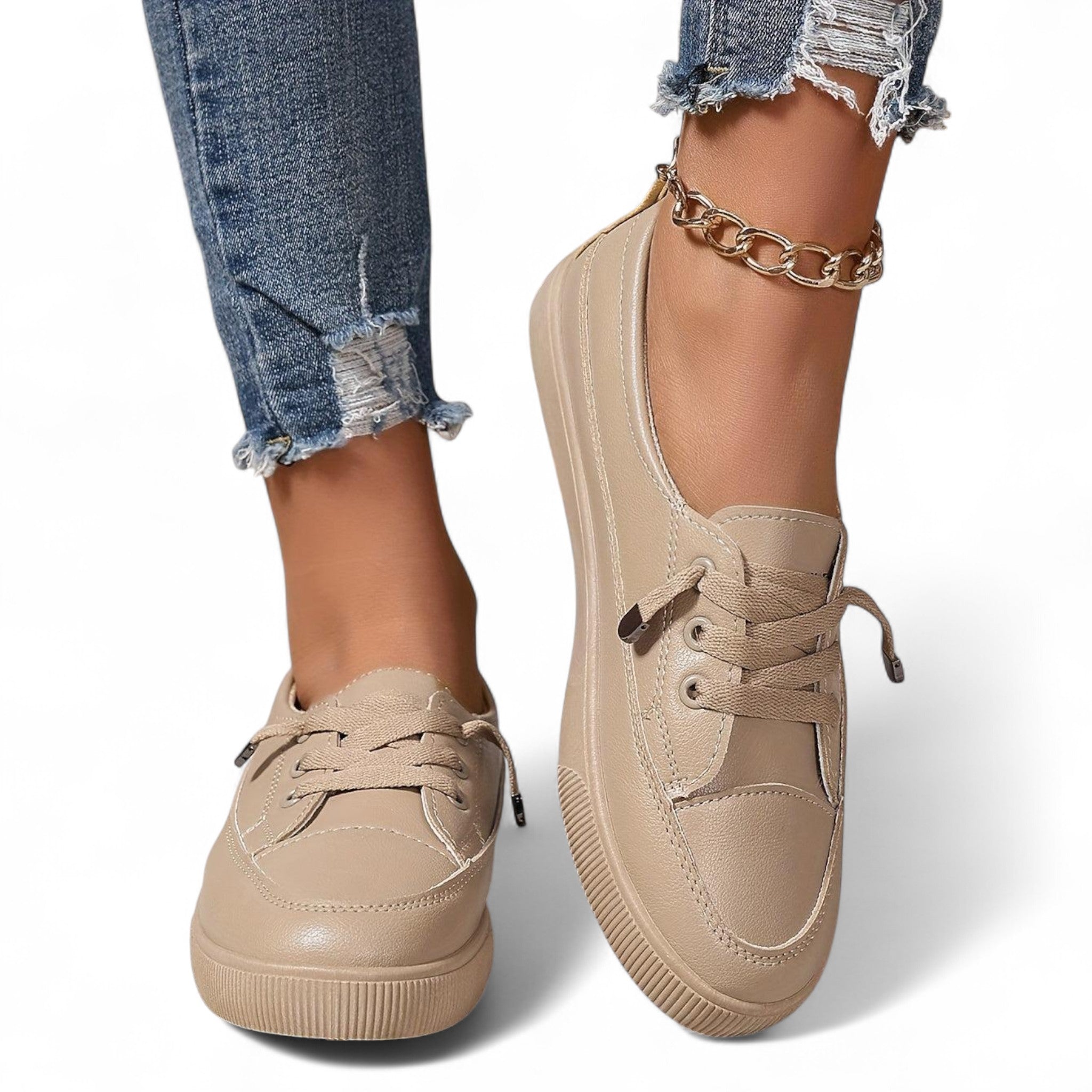 Stilvolle Weiße Low - Top Sneakers für Damen – Bequem & Trendy - Reminora