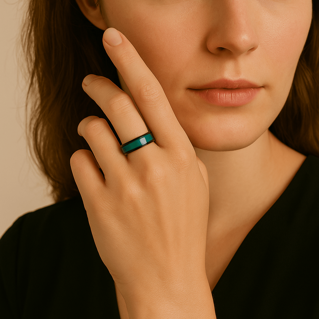 Unisex Edelstahl - Stimmungsring mit Farbwechsel – Temperaturabhängiger Emotionsring, ideal als Partnerring oder Geschenk - Reminora